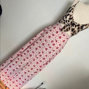 Floral and Leopard Print Maxi Dress